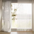 White Sheer Curtains For Window With Natural Light And Tree View In Room