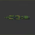 High Tech Futuristic Green Weapon With Orange Accents And Mechanical Details