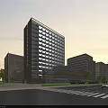 Modern Industrial Factory Building Complex With Glass Facades Surrounding Roads Vehicles And Greenery
