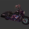Black Cruiser Motorcycle With High Handlebars Leather Seat Chrome Engine And Black Wheels
