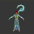 Woman with Blue Hair in Blue Robe White Gloves and White Dragon Holding Blue Orb
