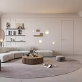 Modern Living Dining Room Interior With Minimalist Design Dining Table Chairs And TV Wall