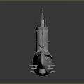 Military Submarine As Naval Weapon With Gray Hull And Command Tower 3d model