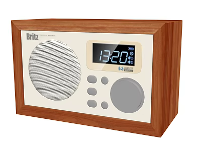 Britz Wooden Audio Speaker With Digital Time Display And Control Buttons 3d model