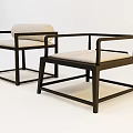 Modern Leisure Chairs with Black Square Frame Square Armrests and Light Fabric Cushion