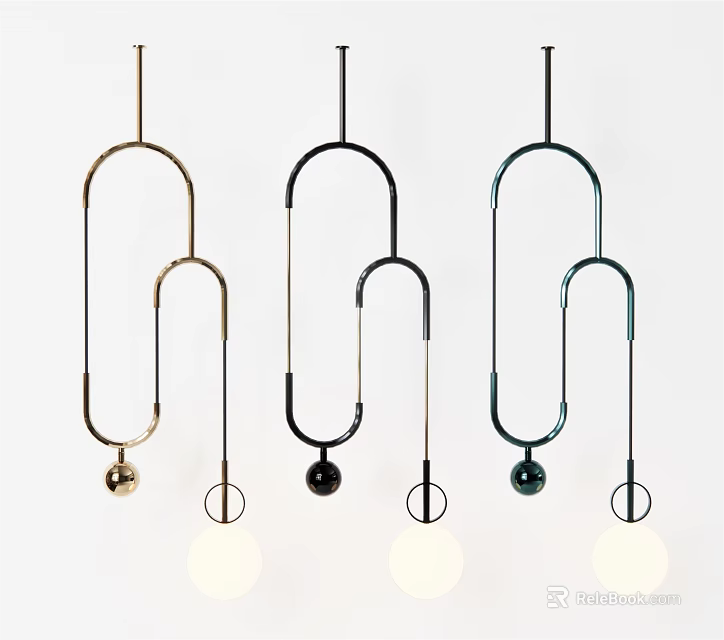 Modern Stylish Three Different Colors U Shaped Spherical Pendant Chandeliers Design 3d model 