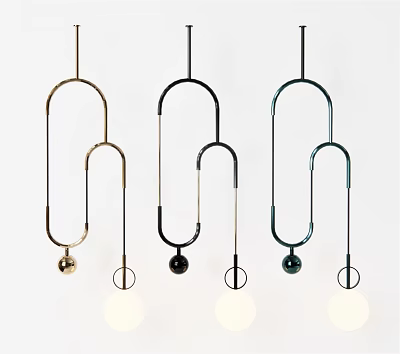 Modern Stylish Three Different Colors U Shaped Spherical Pendant Chandeliers Design 3d model