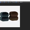 Brown Velvet Ottoman with Stacked Pleated Cushions for Modern Living Room