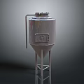 Stainless Steel Industrial Tank With Conical Bottom Support Stand And Top Lid Design