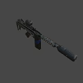 Submachine Gun With Tactical Scope Detachable Magazine Wooden Grip And Metal Body