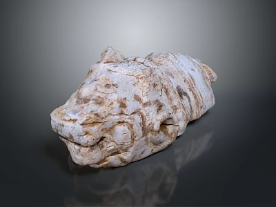 Stone Wood Animal Head Sculpture Crafted From Natural Materials With Artistic Design 3d model