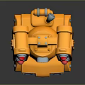Orange Toy Military Tank with Dual Cannons Red Lights and Tracked Design
