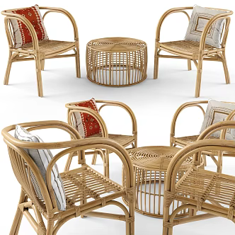 Modern Outdoor Table and Chair Rattan Table and Chair suit 3d model