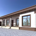 Modern Single Family House Exterior With White Walls Brown Roof And Porch Steps