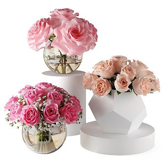 French Vase Flowers 3d model