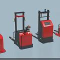 Modern Red Electric Industrial Equipment Forklift Trucks With Black Frames And Control Panels