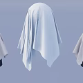 Soft Light Colored Fabric Covered Decorative Hanging Ornaments In Three Styles On Blue Background