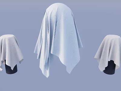 Soft Light Colored Fabric Covered Decorative Hanging Ornaments In Three Styles On Blue Background 3d model