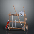 Medieval Style Wooden Weapon Display Rack with Shield Sword Axe and Spears