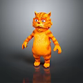 Cute Cartoon Orange Cat 3D Model With Standing Pose And Striped Fur