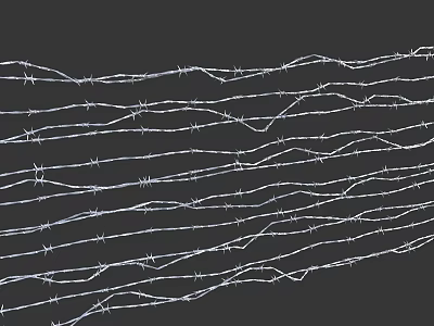 Barbed Wire with Sharp Spikes on Black Background in Coiled Pattern 3d model
