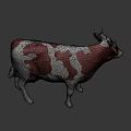 Game Movie Character Brown And White Cow 3D Model Design Look