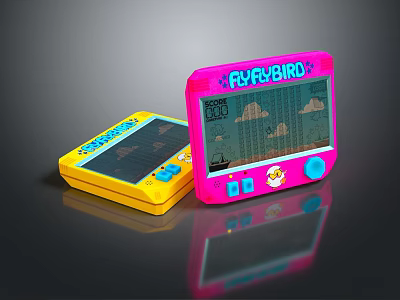 Retro Yellow and Pink FLY BIRD Handheld Game Consoles for Entertainment Gaming 3d model