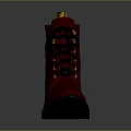 Stylish Red Boots With Black Laces Yellow Stitching Thick Soles And High Heels