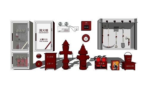 modern fire fighting equipment fire fighting equipment 3d model