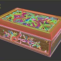 Golden Intricately Carved Decorative Box With Elegant Floral Patterns And Design