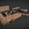 Tactical Military Weapons for Sandbag Defense Fortification Structures 3D Model 3d model