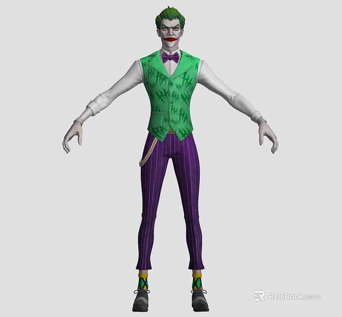 Game and Movie Character in Green Vest Purple Graffiti White Shirt Purple Striped Pants 3d model 