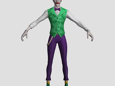 Game and Movie Character in Green Vest Purple Graffiti White Shirt Purple Striped Pants 3d model