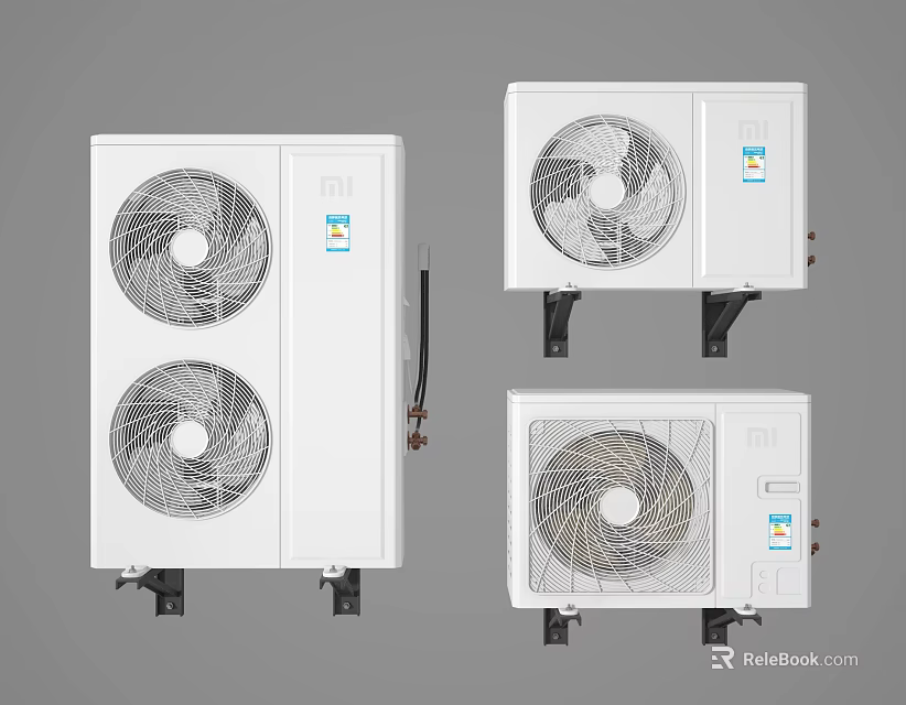 White Air Conditioner Fan Outdoor Units With Modern Design And Efficient Cooling Systems 3d model 