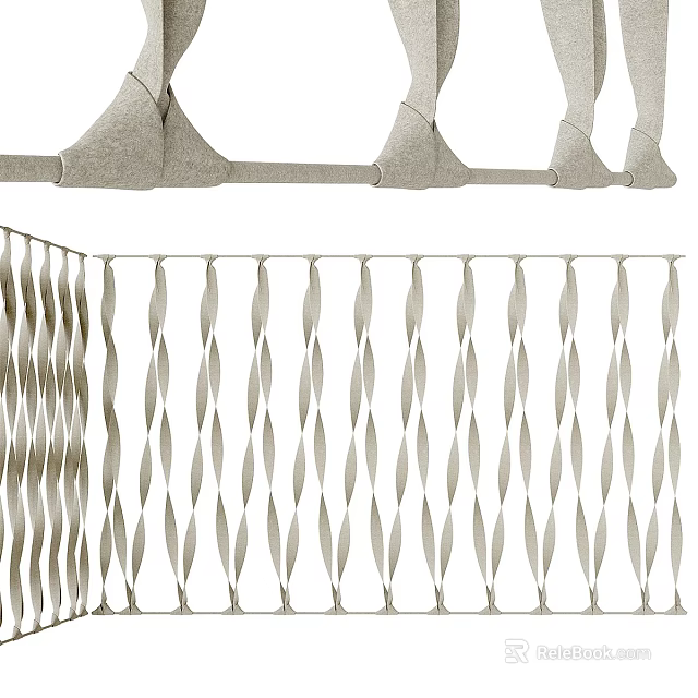 Modern Decorative Background Wall With Perforated Metal Vertical Slats And Geometric Patterns 3d model