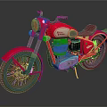 Red Stylish Vintage Yamaha Motorcycle Featuring Classic Design Black Tires Leather Seat