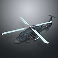 Black Military Helicopter 3D Rendering With Rotors And Detailed Structure 3d model