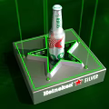 Heineken Silver Beer Bottle Display On Star Shaped Base With Green Laser Lights
