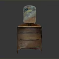 Unique Vintage Wooden Dresser With Decorative Mirror And Storage Drawers