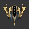 Futuristic Spaceship Model with Advanced Design and Gold Blue Components for Space Exploration