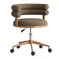 Comfortable Office Chair With Padded Seat Wooden Armrests And Swivel Rolling Base