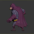 Muscular Purple Bat Themed Character With Mask Cape And Yellow Belt In
