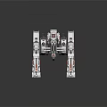 Futuristic Sci Fi Mechanical Creature With Four Legs Twin Cannons And Red Accents