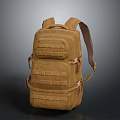Durable Brown Tactical Backpack With Multiple Pockets Adjustable Straps For Outdoor Travel 3d model