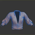 Pink Striped Cardigan With Puffed Sleeves V Neck Button Front Design