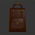 Brown Leather Handbag with Top Handles Front Buckle Pocket and Classic Design for Daily Use