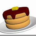 Stack of Pancakes with Butter and Red Sauce on White Plate