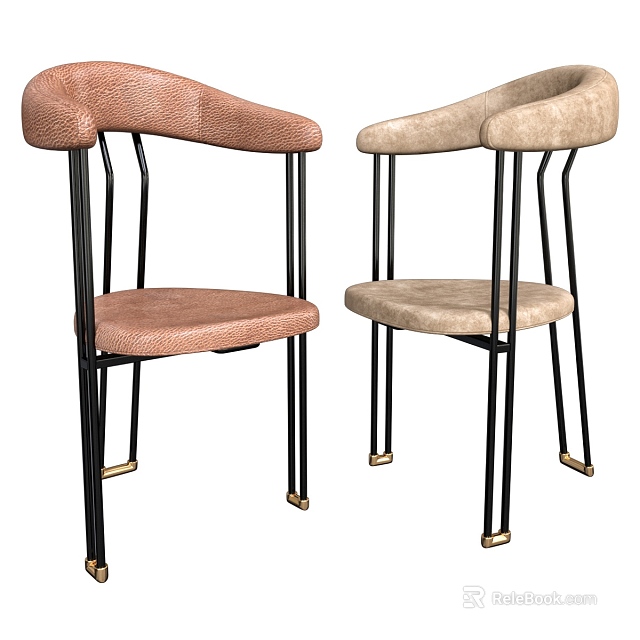 Modern Accent Chair With Upholstered Seat Armrest And Metal Frame Design 3d model 