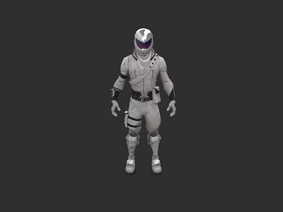 Game and Movie Character in White Combat Suit With Helmet and Tactical Gear 3d model