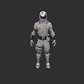 Game and Movie Character in White Combat Suit With Helmet and Tactical Gear